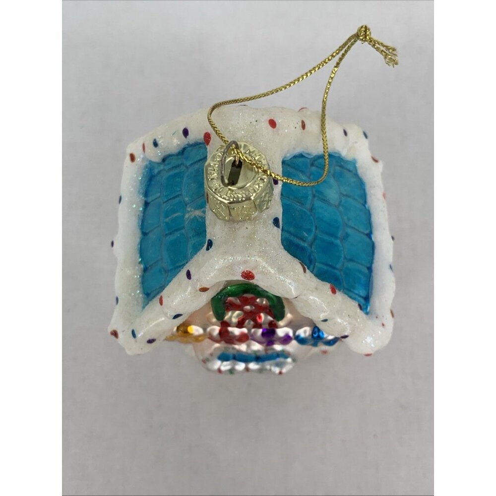 Lao Mai Pink Gingerbread House Glass Christmas Ornament 4 1/2” Tall - Picture 6 of 8